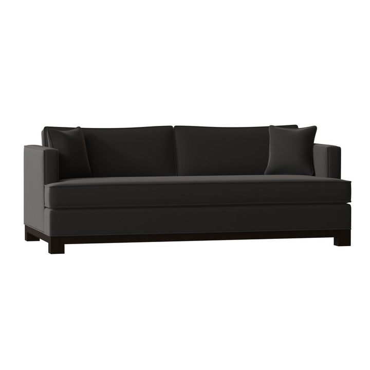 Cassidy Recessed Arm Sofa with Reversible Cushions Poshbin Leg Color: Dark Brown Size: 84 Inches Body Fabric: Aura Snow
