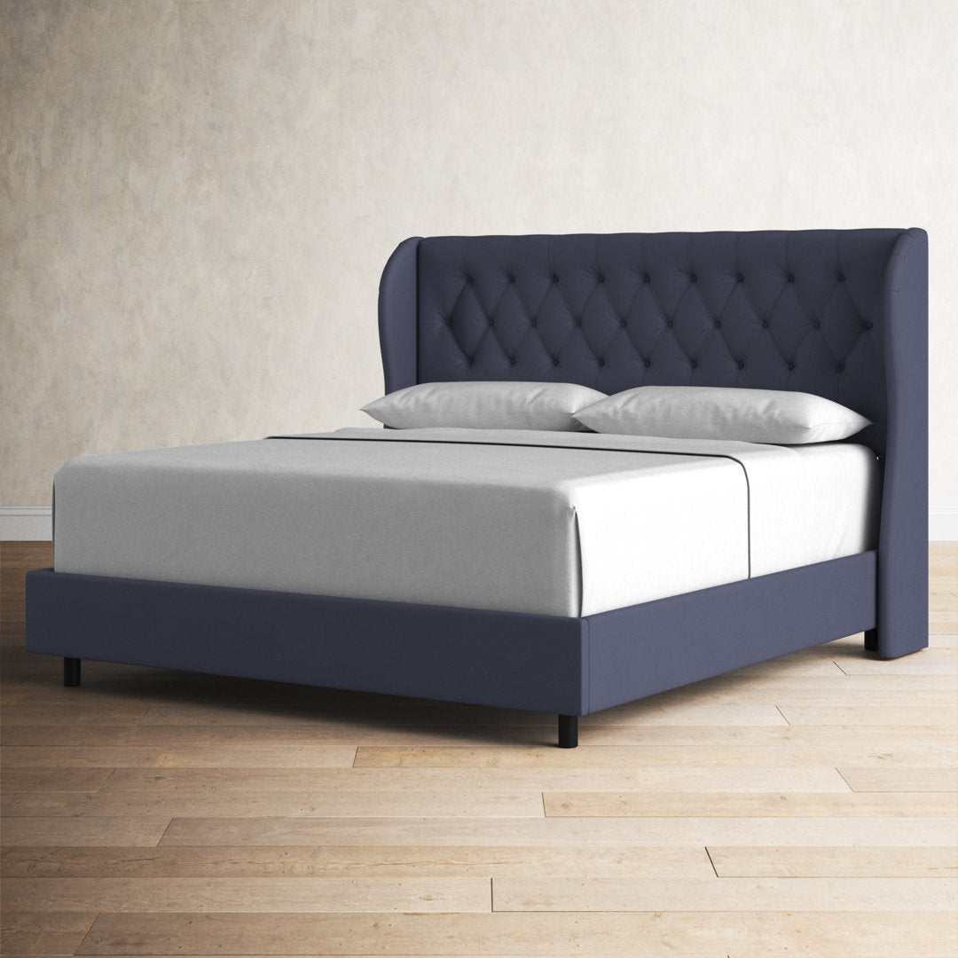 Knaresborough Tufted Upholstered Low Profile Standard Bed Greyleigh™ Size: Queen Body Fabric: Navy Twill