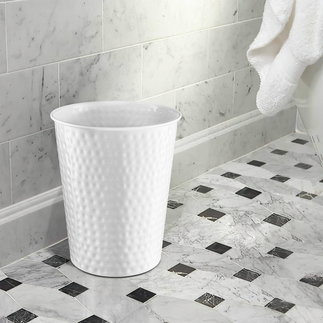 Hand Hammered Metal 1.7 Gallon Waste Basket Monarch Abode Color: Classic White