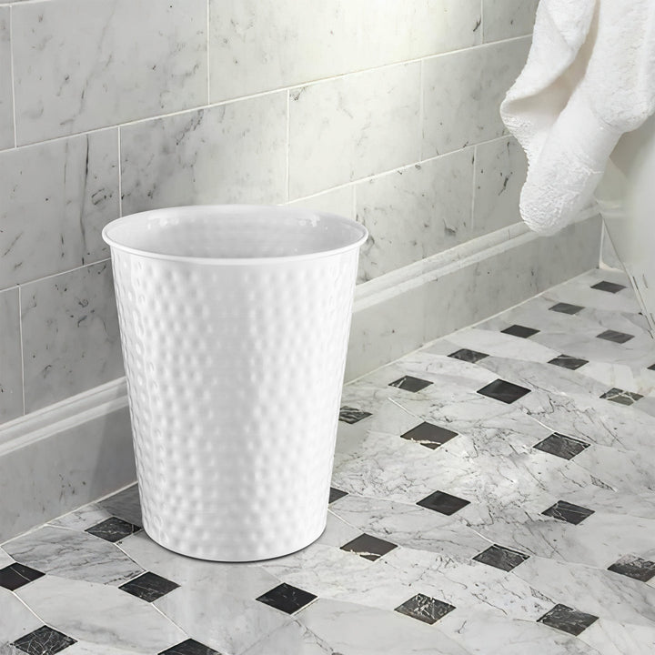 Hand Hammered Metal 1.7 Gallon Waste Basket Monarch Abode Color: Classic White