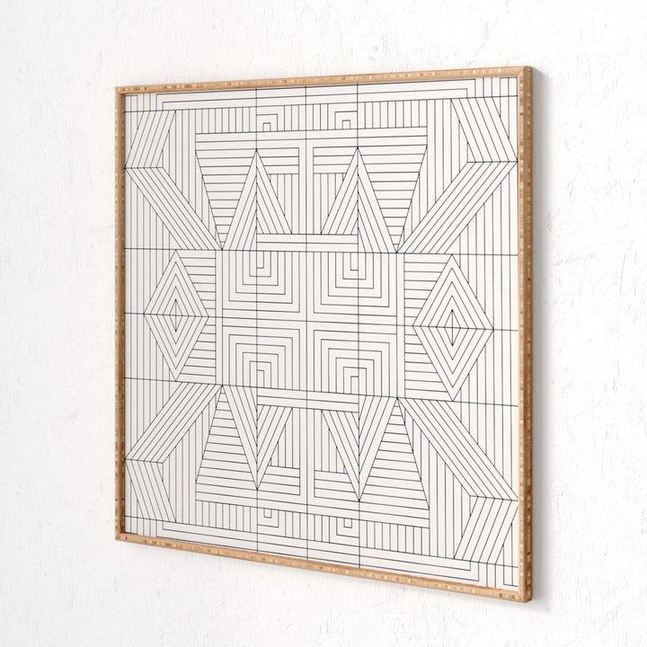 Line Mandala' - Picture Frame Graphic Art Print on Paper Mercury Row® Size: 30" H x 30" W x 1" D