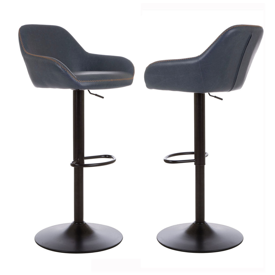 Thibodeaux Swivel Adjustable Height Bar Stool (Set of 2) Mistana™ Color: Navy Blue