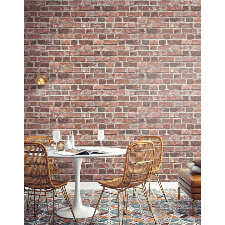 Bryanna Distressed 18' L x 20.5" W Peel and Stick Wallpaper Roll Millwood Pines Color: Red/Gray