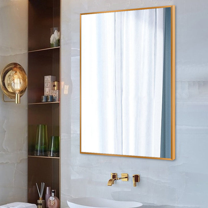 Beunca Metal Framed Bathroom Vanity Mirror Winston Porter Size: 36" x 24" Finish: Gold