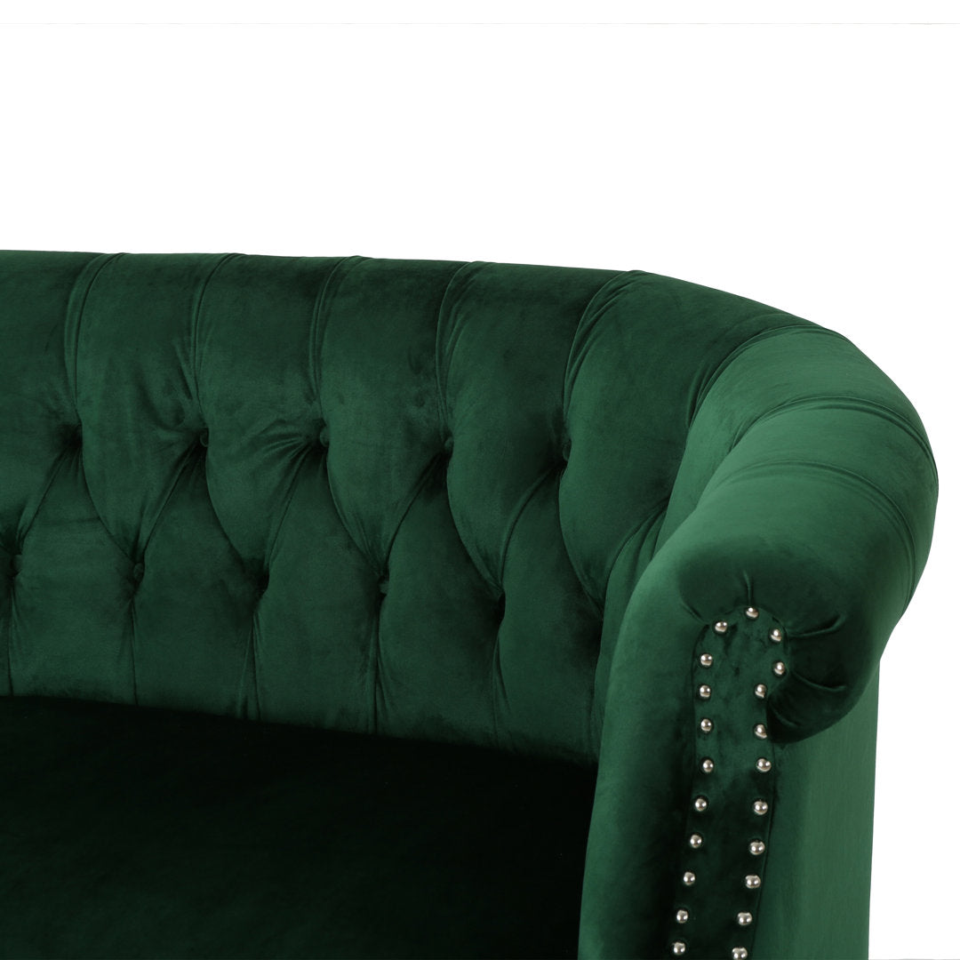 Charlotte 51.5" Velvet Rolled Arm Chesterfield Loveseat Mercer41 Fabric: Emerald Velvet