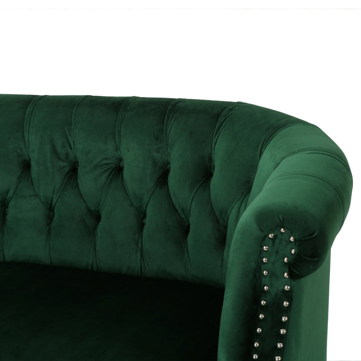 Charlotte 51.5" Velvet Rolled Arm Chesterfield Loveseat Mercer41 Fabric: Emerald Velvet