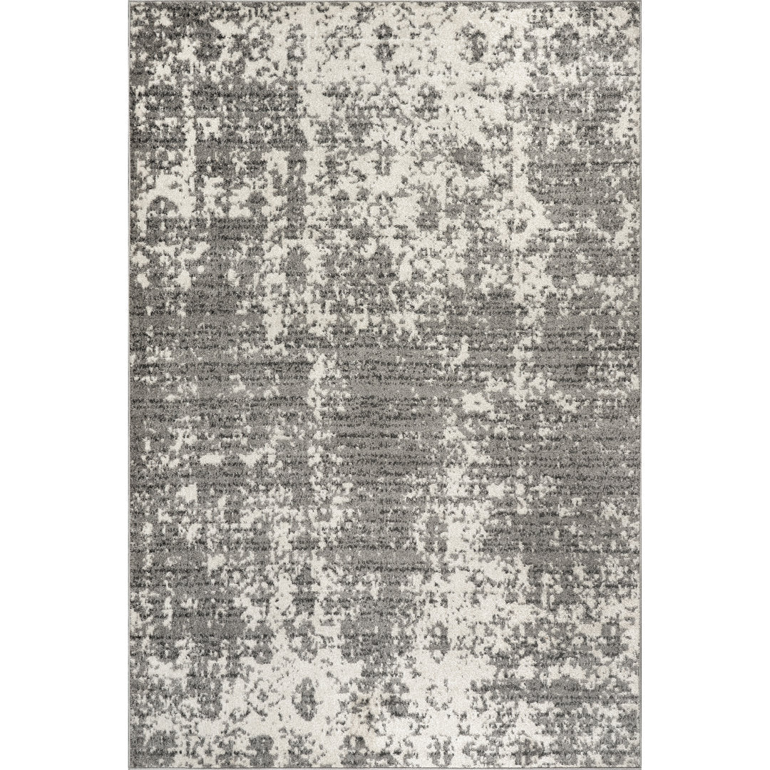 Deedra Modern Abstract Power Loom Performance Gray/White Rug 17 Stories Rug Size: Rectangle 10' x 14'