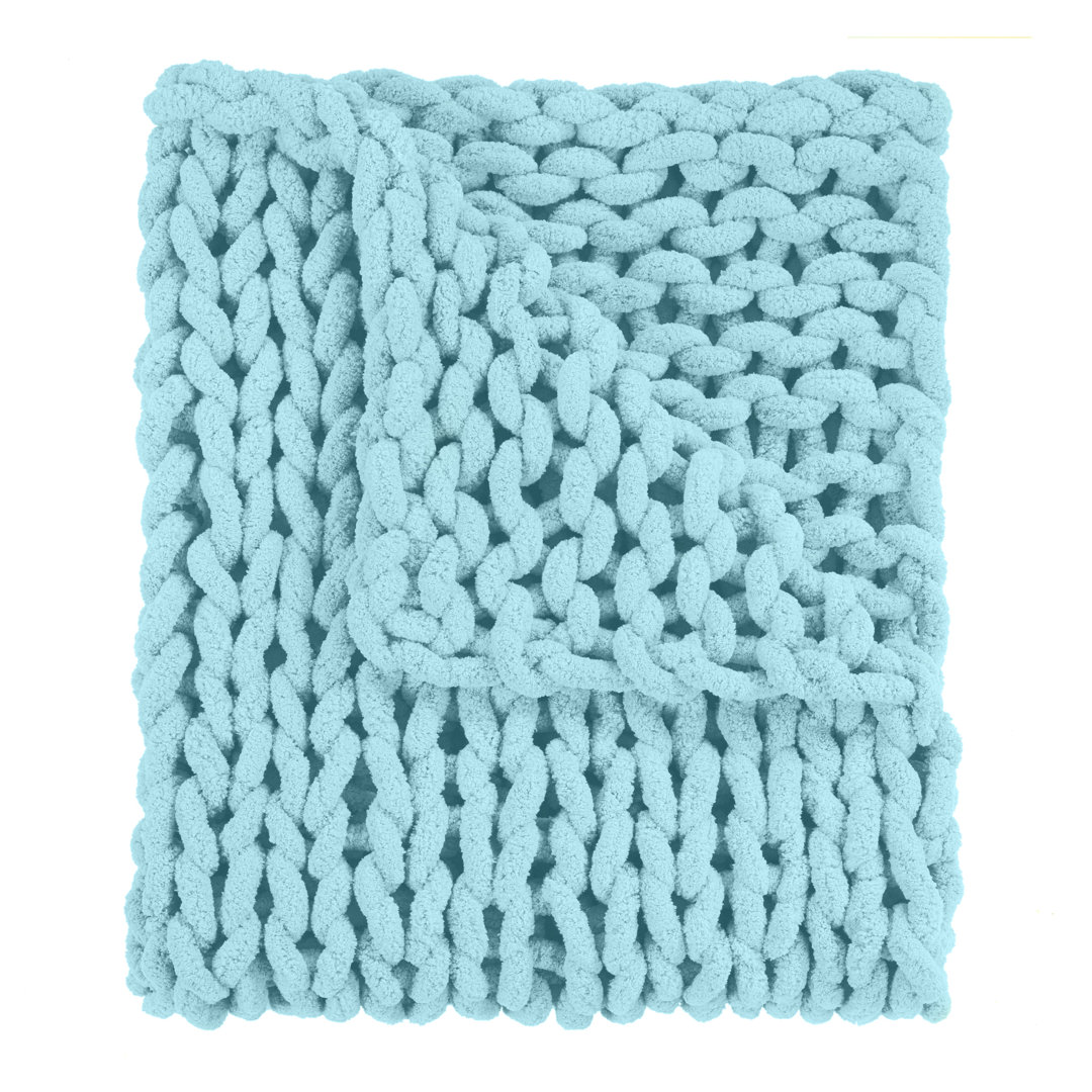 Chenille Knitted Chenille Throw Donna Sharp Color: Light Blue