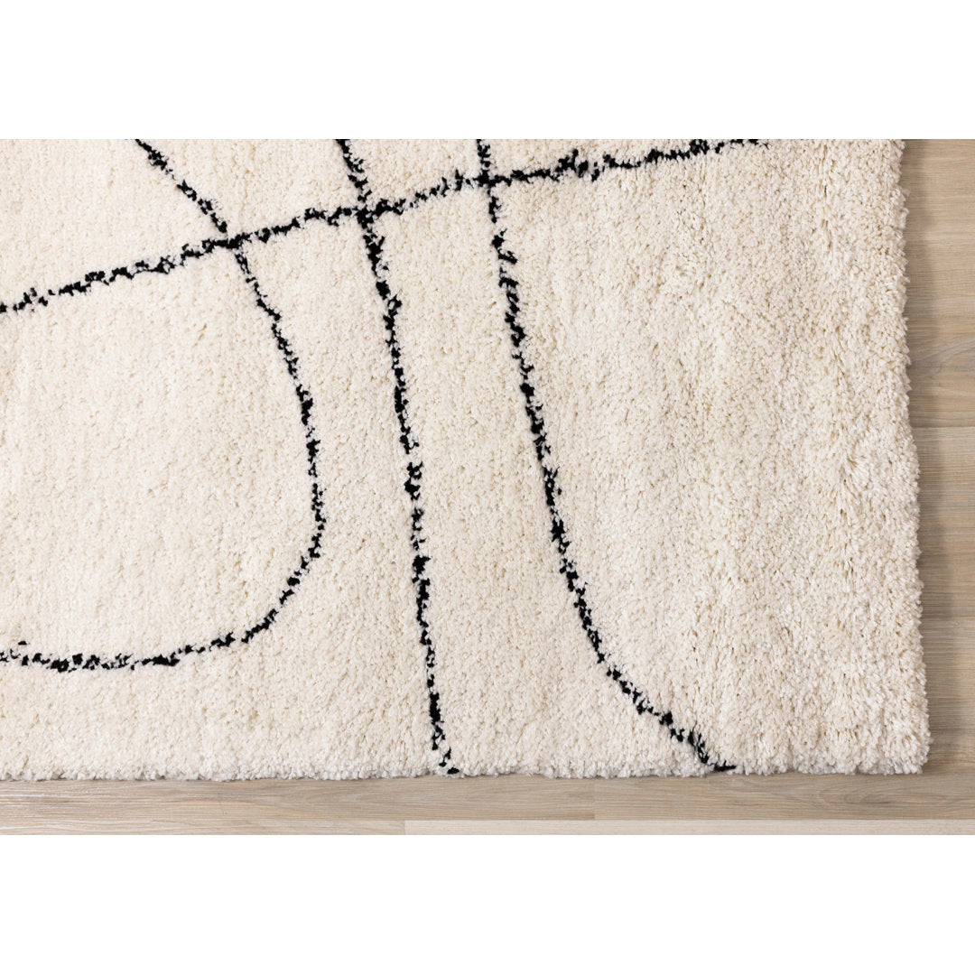 Rectangle Audeliz Abstract Machine Made Power Loom Polypropylene Area Rug in Cream Wade Logan® Rug Size: Rectangle  6'7" x 9'6"