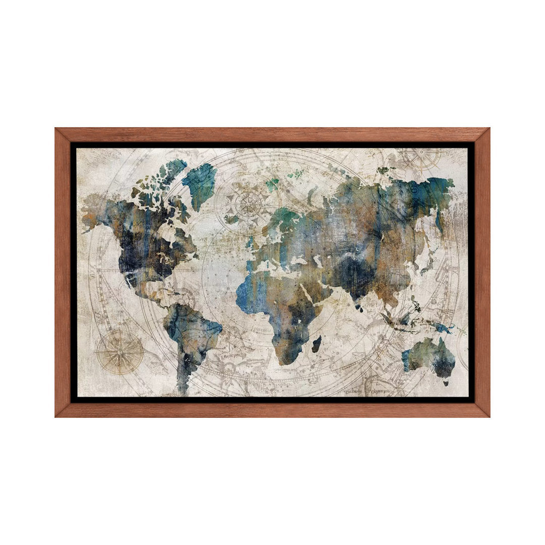 Celestial Map by Isabelle Z - Painting Print The Twillery Co.® Size: 40" H x 60" W x 1.5" D Format: Classic Brown Framed Canvas
