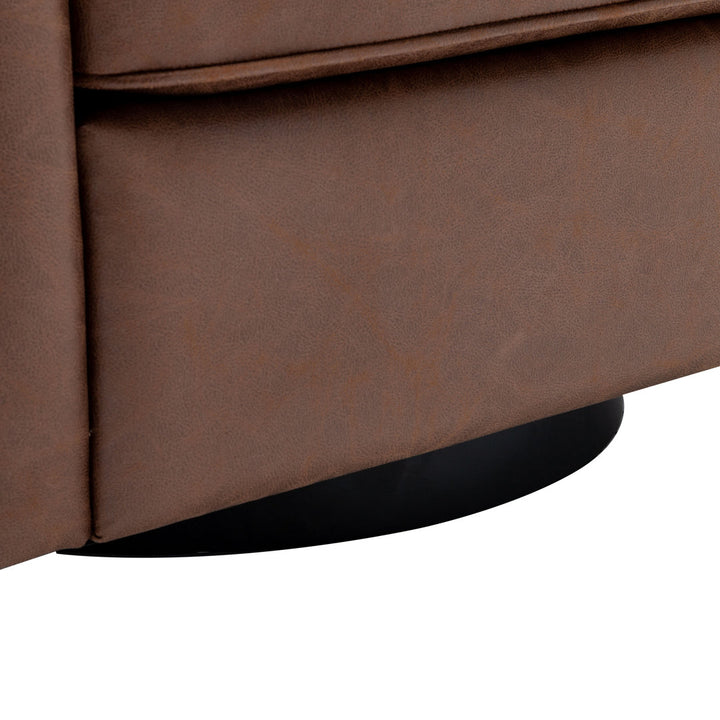 Kiersten 28.7" Wide Vegan Leather Swivel Barrel Chair Sand & Stable™ Leather Type: Walnut Faux Leather
