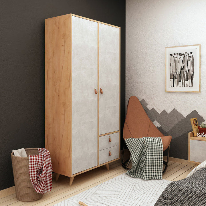 Armoire East Urban Home Color (Body/Front): Oak/Gray