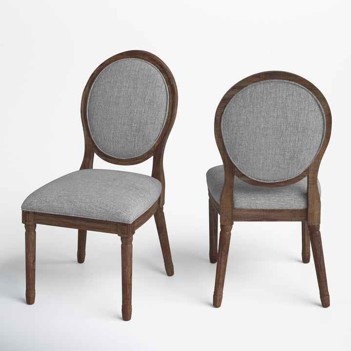 Libretto Linen Upholstered Side Chair (Set of 2) Kelly Clarkson Home Leg Color: Brown, Color: Gray Linen