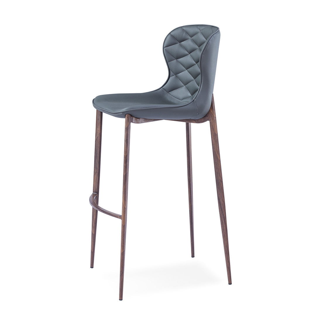 Albert Upholstered Bar & Counter Stool Upper Square™ Upholstery Color: Gray, Base Color: Wood Veneer Seat Height: Counter Stool (24” Seat Height)