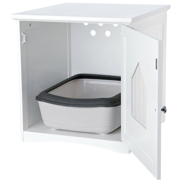 TRIXIE Small Cat Litter Box Enclosure Hide Litter Indoor Cat Home Cat Furniture Accent Table TRIXIE Color: White