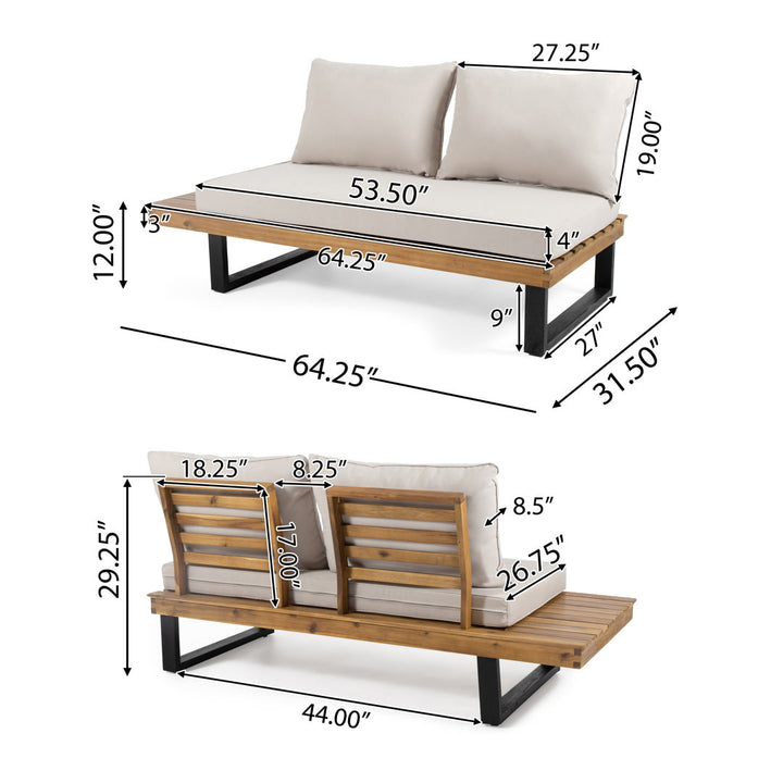 Abhipsa 4 Piece Teak Sectional Seating Group with Cushions Union Rustic