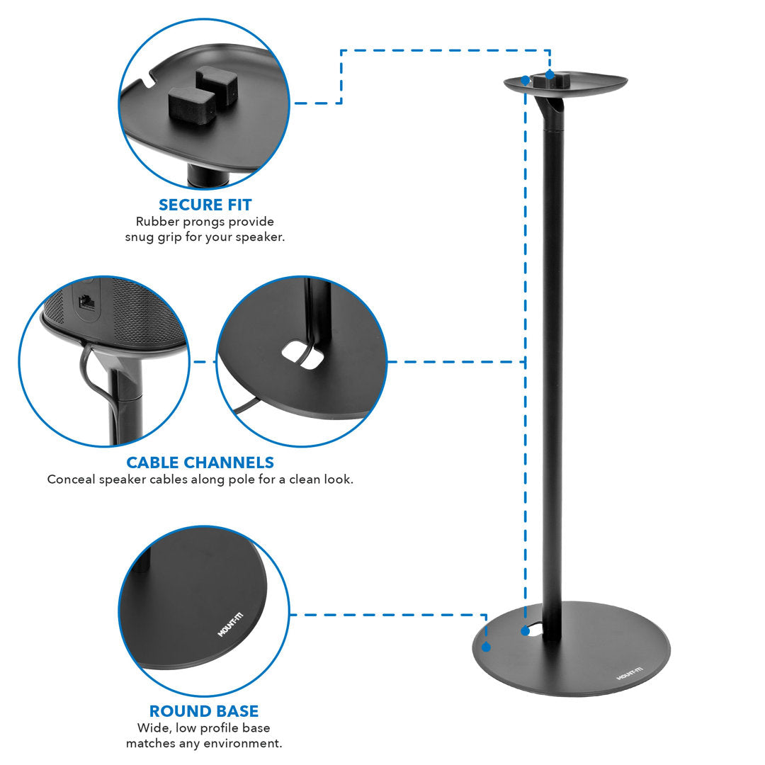 Mount-It! Fixed Speaker Floor Stand for Sonos One, SL, & Play:1 | Enhanced Surround Sound | 28" Tall Mount-it