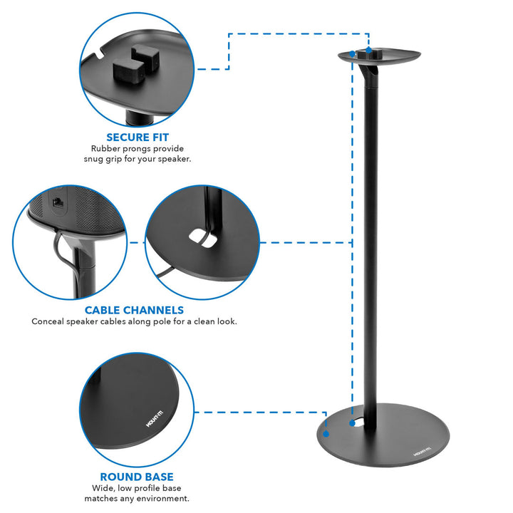 Mount-It! Fixed Speaker Floor Stand for Sonos One, SL, & Play:1 | Enhanced Surround Sound | 28" Tall Mount-it