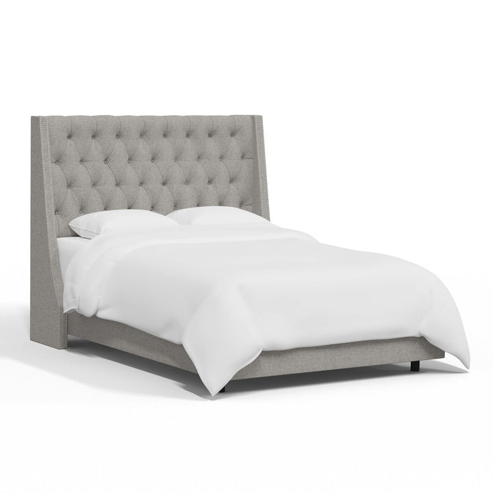 Annabel Upholstered Wingback Bed Kelly Clarkson Home Size: Twin Body Fabric: Textured Feather Linen