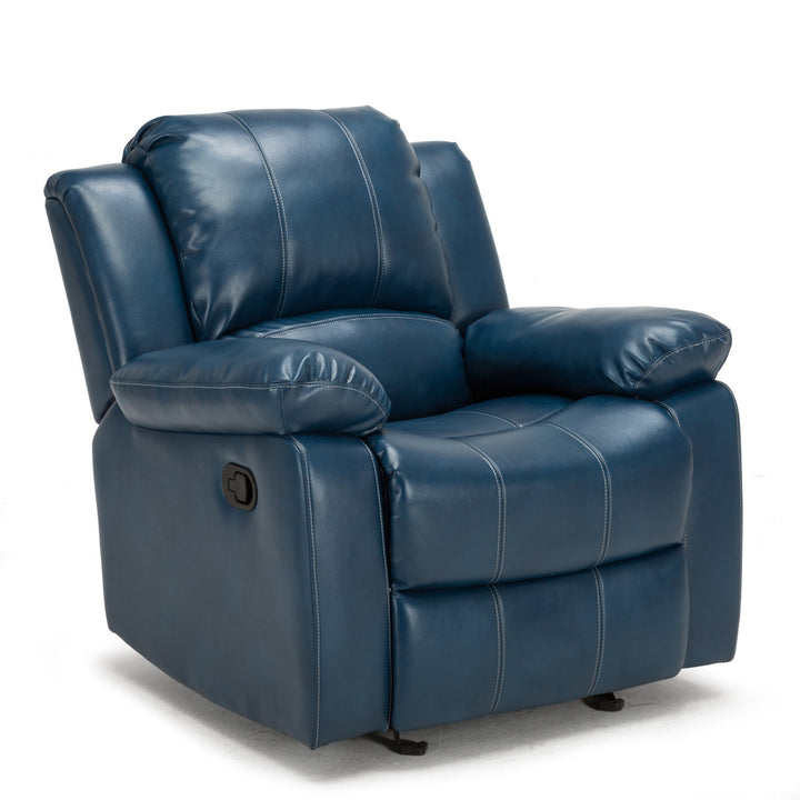 Kahler 37.75" Wide Faux Leather Manual Glider Recliner Andover Mills™ Upholstery Color: Blue Faux Leather