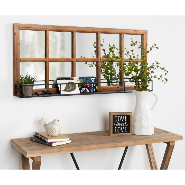 Prout Farmhouse Beveled With Shelves Accent Mirror Gracie Oaks Finish: Brown