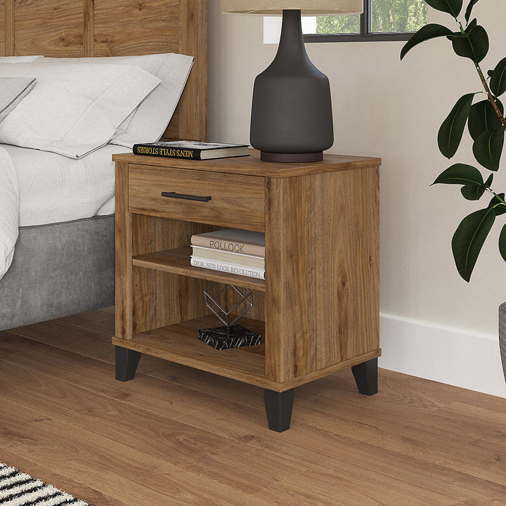 Laia 1 - Drawer Nightstand in Ash Gray Union Rustic Color: Fresh Walnut