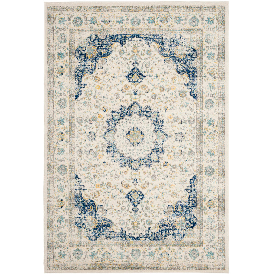 Annette Oriental Ivory/Blue Area Rug Langley Street® Rug Size: Rectangle 12' x 18'