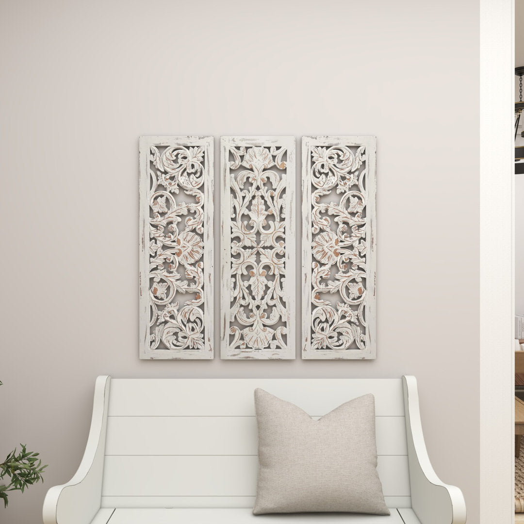 Wooden Handmade Intricately Carved Floral Home Wall Decor Kelly Clarkson Home
