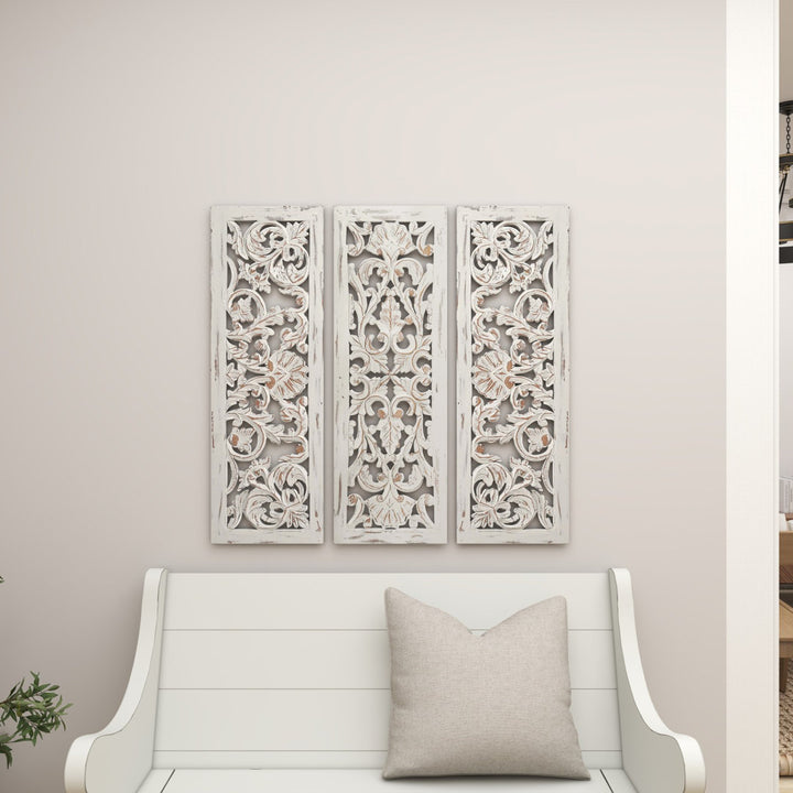 Wooden Handmade Intricately Carved Floral Home Wall Decor Kelly Clarkson Home