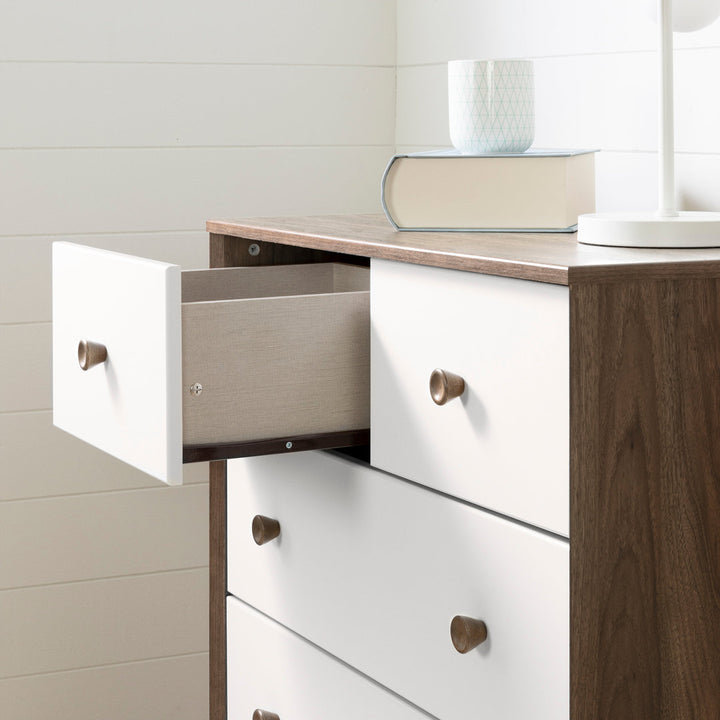 Rafferty Kids 5- Drawer Chest AllModern Color: Natural Walnut/Pure White