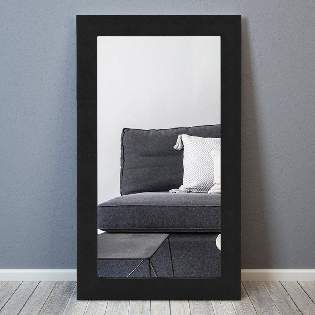 Metallic Shagreen Leather Framed Beveled Accent Mirror Empire Art Direct Finish: Black