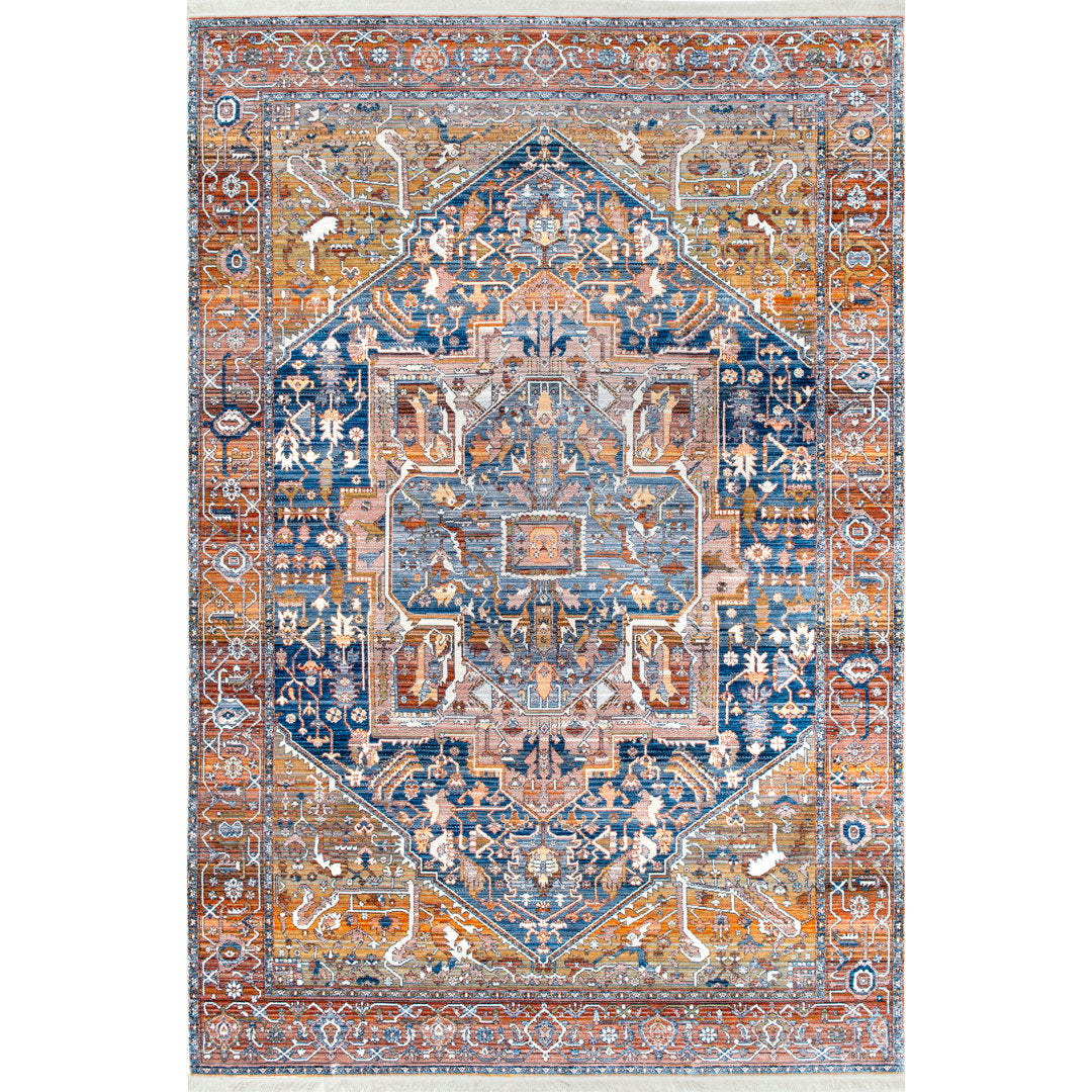 Windmere Traditional Oriental Medallion Rust/Brick/Navy Area Rug Langley Street® Rug Size: Rectangle 12' x 15'