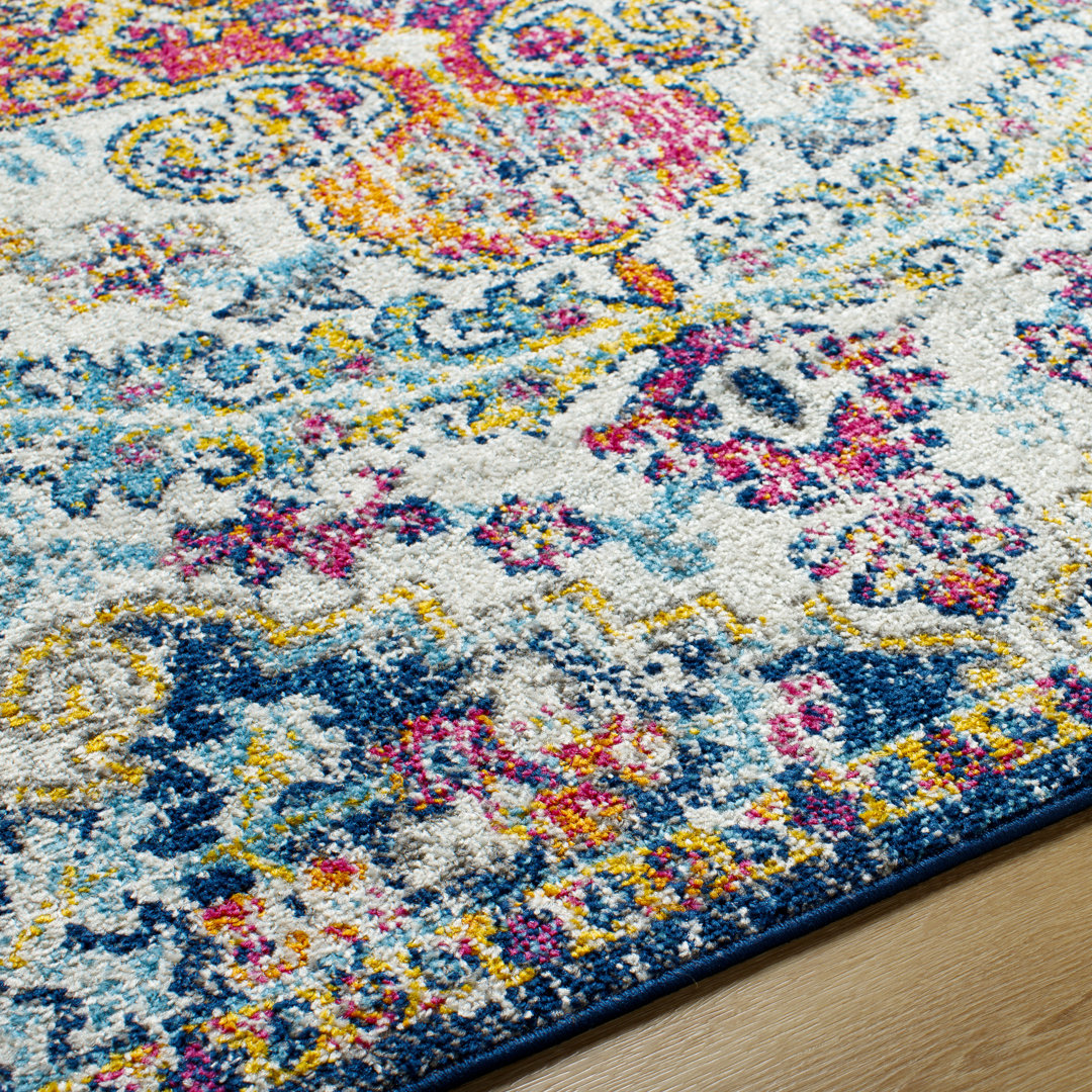 Hillsby Oriental Blue/Orange Area Rug Mistana™ Rug Size: Oval 5' x 8'