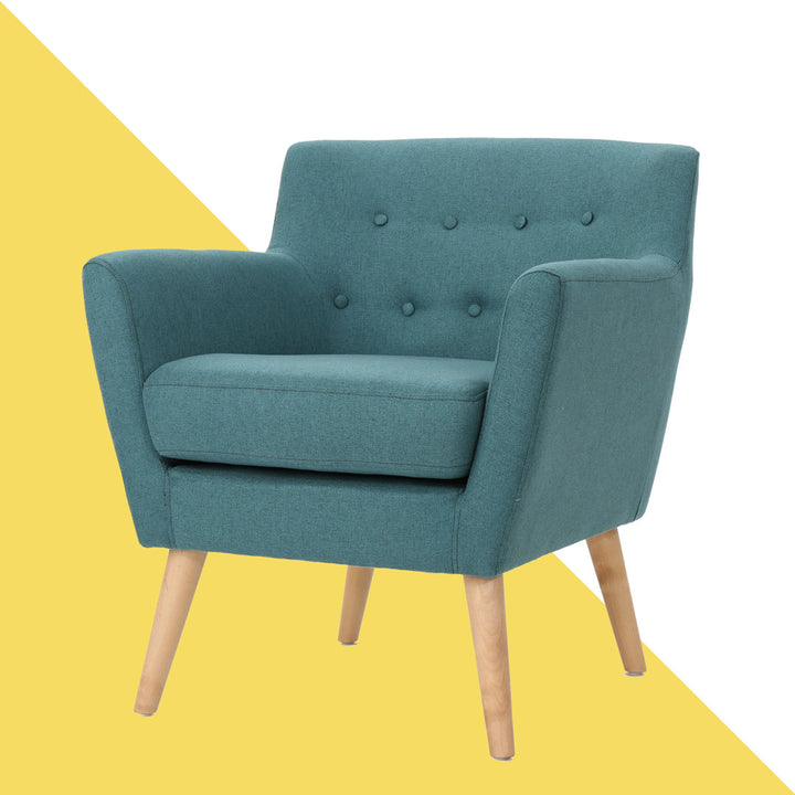 Tufted Polyester Armchair George Oliver Fabric: Dark Teal Polyester
