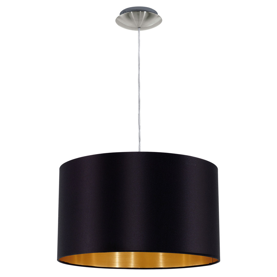 Newville 1 - Light Single Drum Pendant Wade Logan® Shade Color: Black/Gold