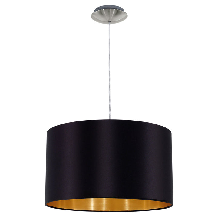 Newville 1 - Light Single Drum Pendant Wade Logan® Shade Color: Black/Gold
