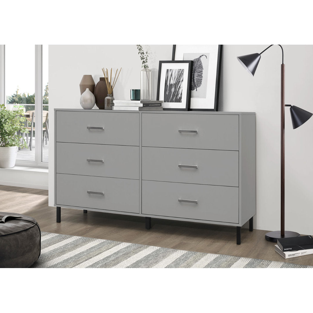 Alexei 6 Drawer 58.5" W Double Dresser Zipcode Design™ Color: Gray