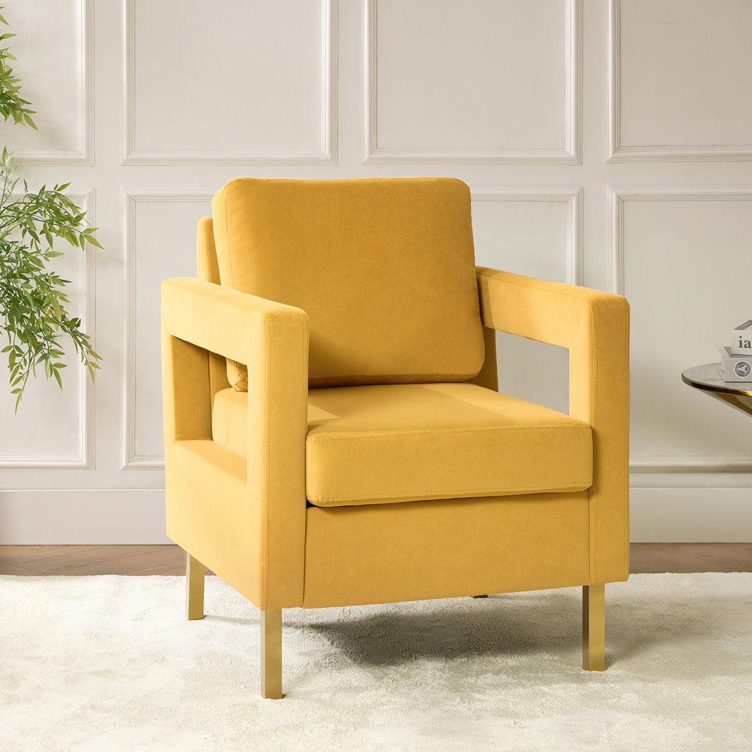 Clayne Velvet Armchair Etta Avenue™ Fabric: Mustard Velvet