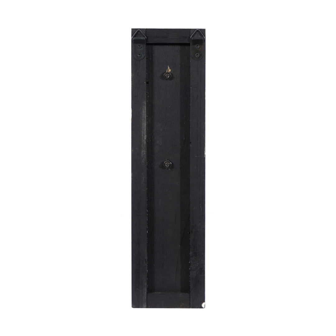 Black Wood Wall Sconce with Metal and Glass Holder 6" x 6" x 23" Gracie Oaks