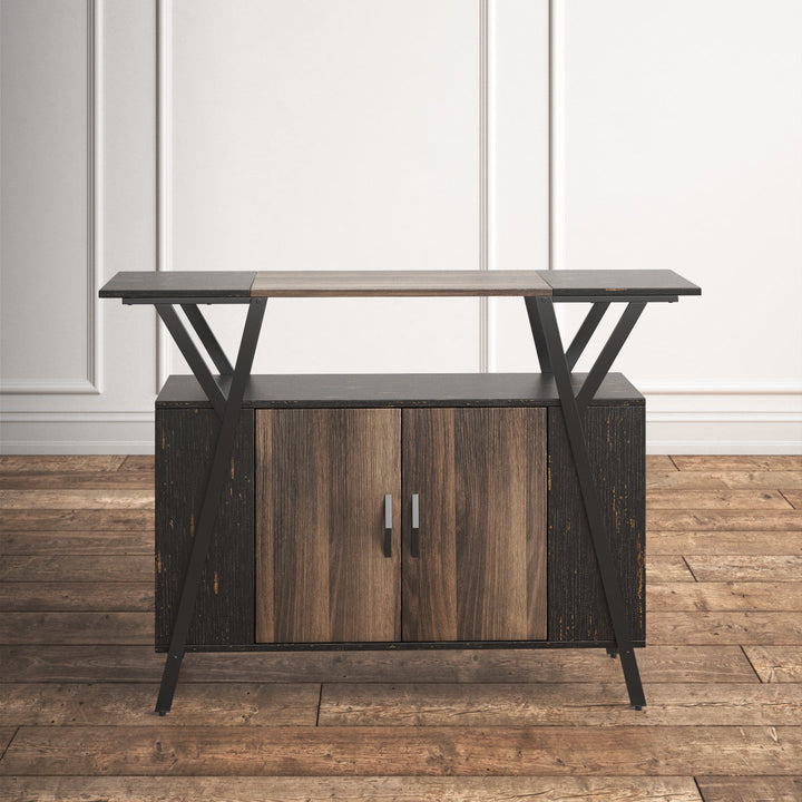 Marin 47 " Kitchen Island Open Sheves, Coffee Bar Cabinet Buffet Table Kitchen Sideboard Kelly Clarkson Home Base Finish: Dark Walnut