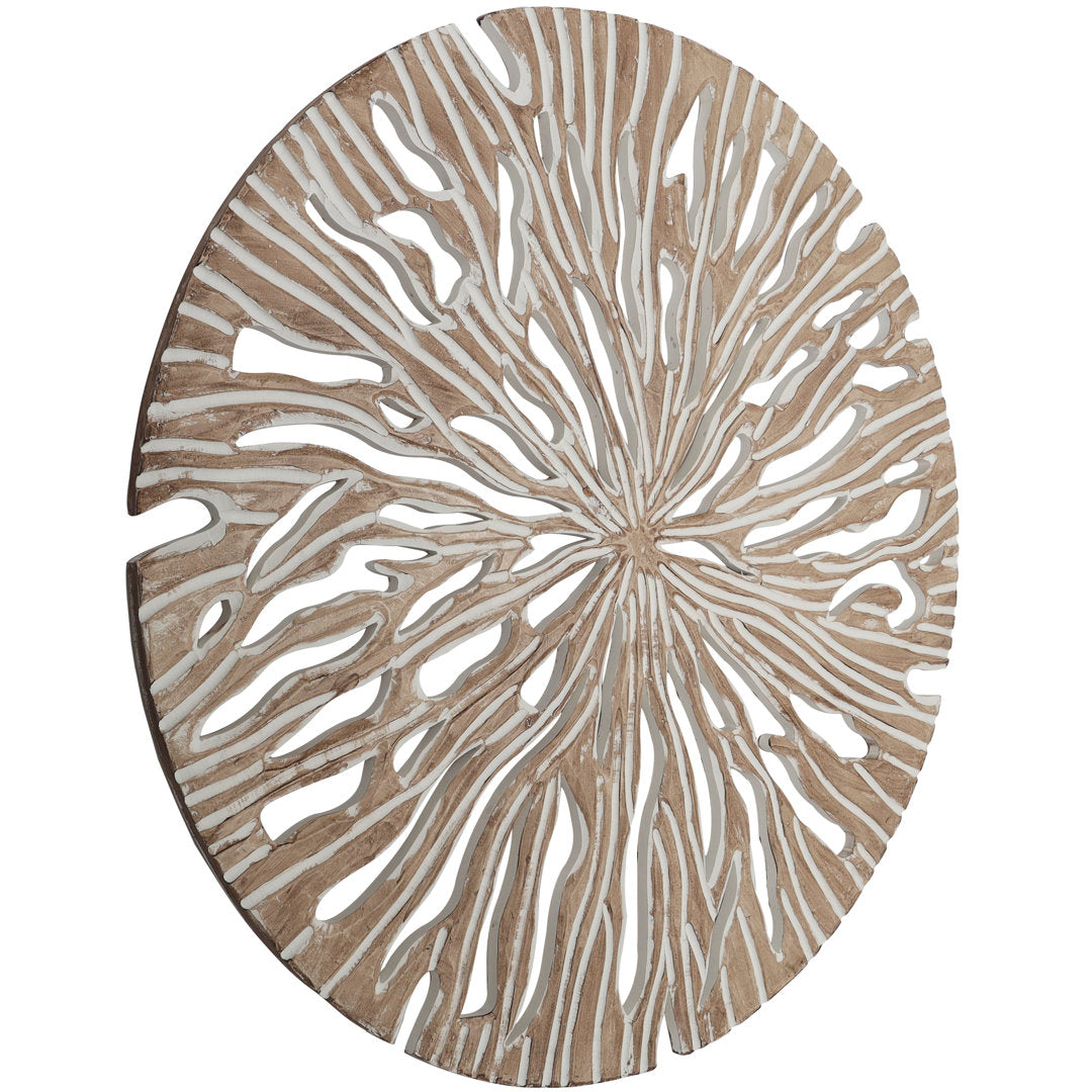 Beige Wood Handmade Intricately Carved Starburst Wall Decor Mistana™ Size: 36'' H X 36'' W X 1" D