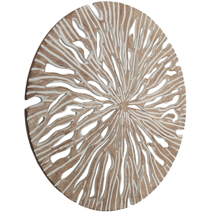 Beige Wood Handmade Intricately Carved Starburst Wall Decor Mistana™ Size: 36'' H X 36'' W X 1" D