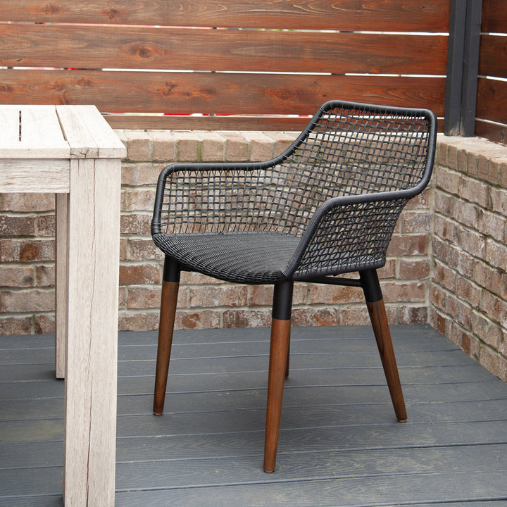 Brixley Wicker/Rattan Slat Back Arm Chair Sand & Stable™ Color: Black