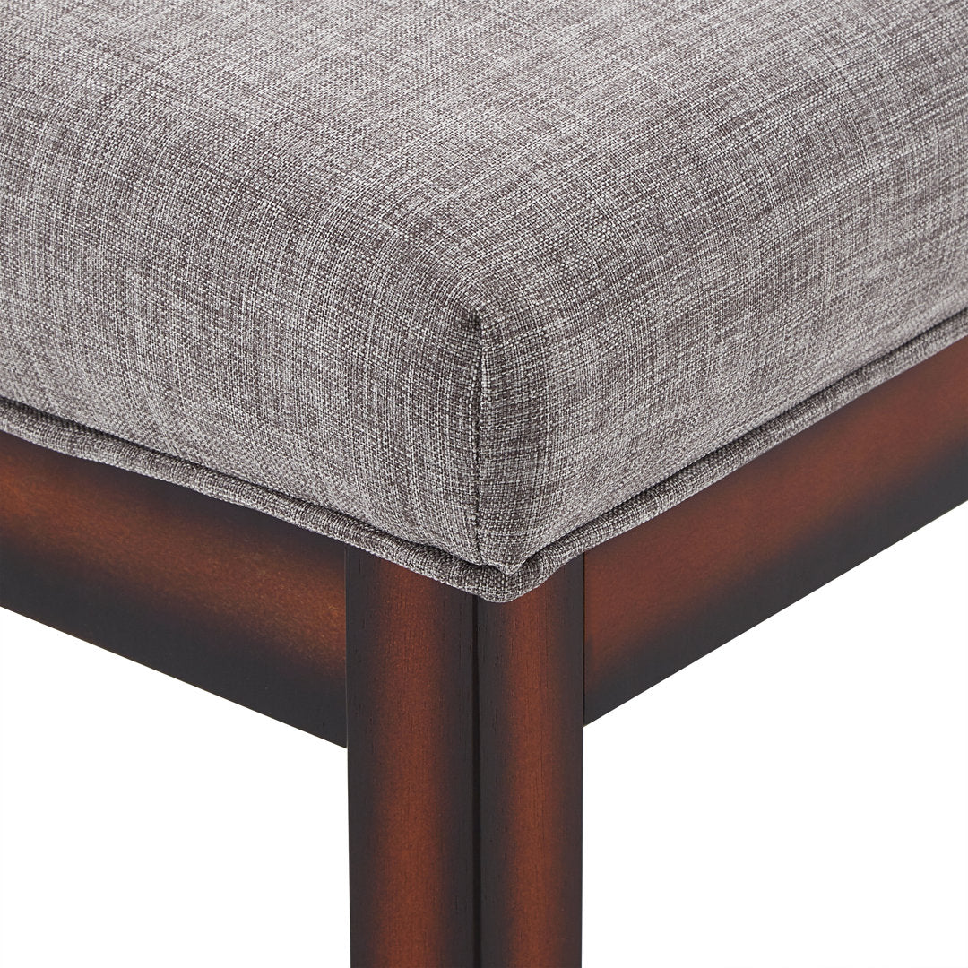 Lancaster Solid Wood Bench Three Posts™ Upholstery Color: Gray Linen