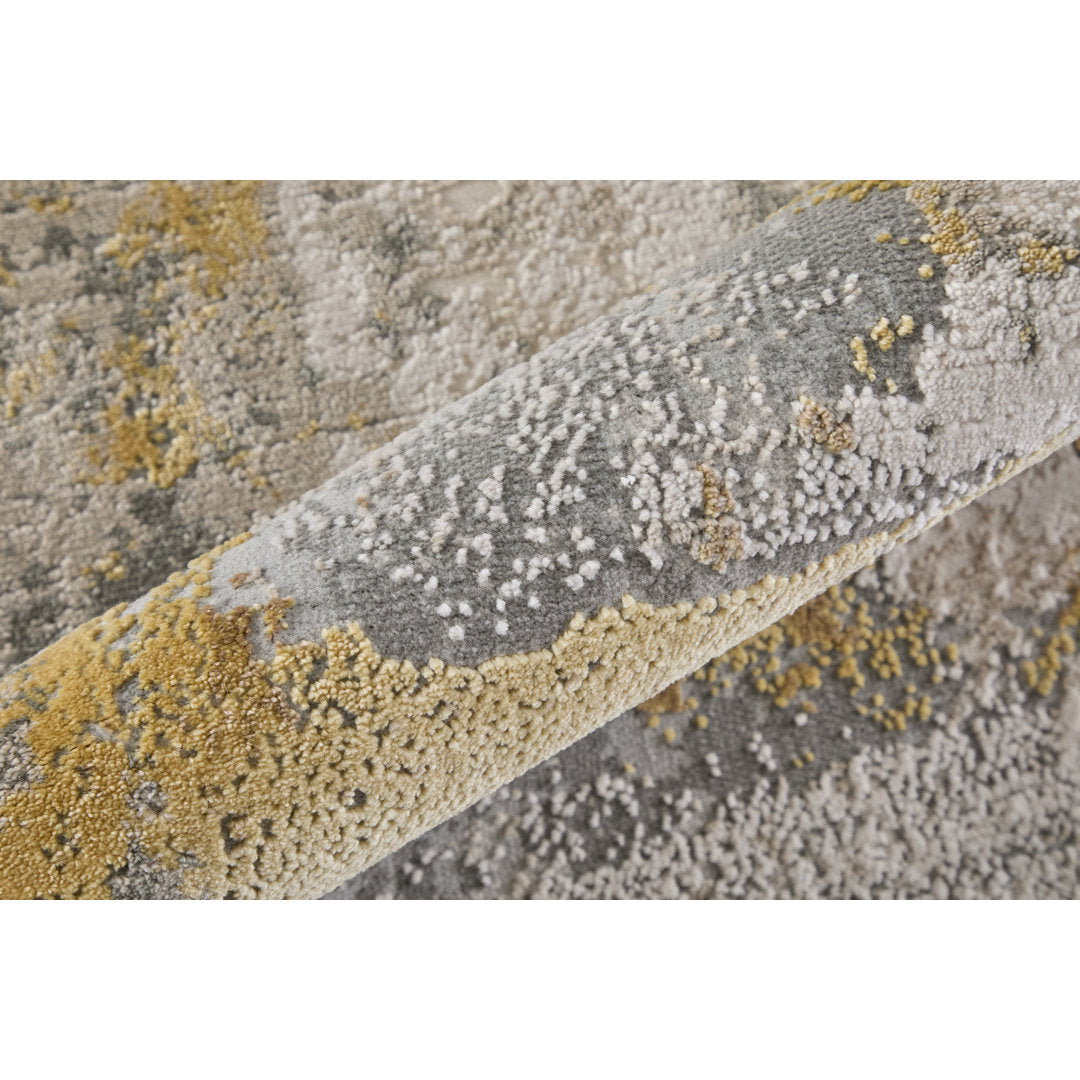 Annya Modern Abstract Power Loom Gold/Birch Rug Lark Manor™ Rug Size: Rectangle 10' x 13'2"