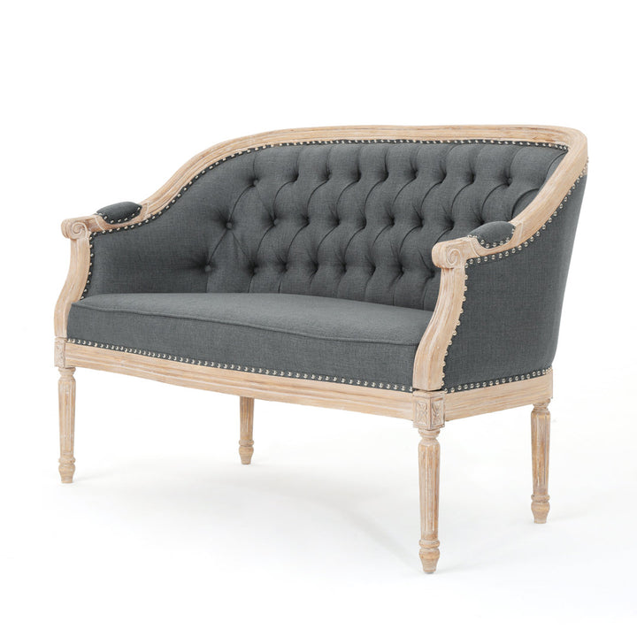 Atenea 49.5'' Upholstered & Birch Wood Loveseat August Grove® Upholstery Color: Dark Gray