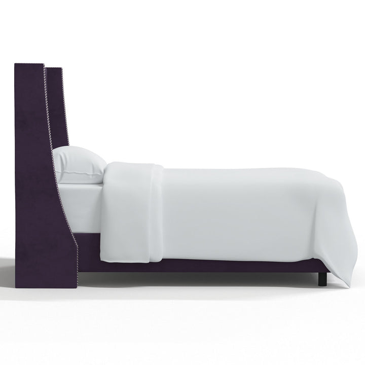 Annabel Upholstered Wingback Bed Kelly Clarkson Home Size: Twin Body Fabric: Classic Aubergine Velvet