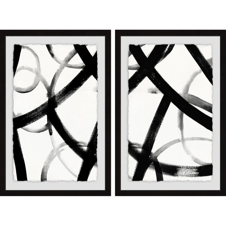 Monochrome Ripple Diptych' 2 Piece Framed Print Set Orren Ellis Size: 45" H x 30" W x 1.5" L