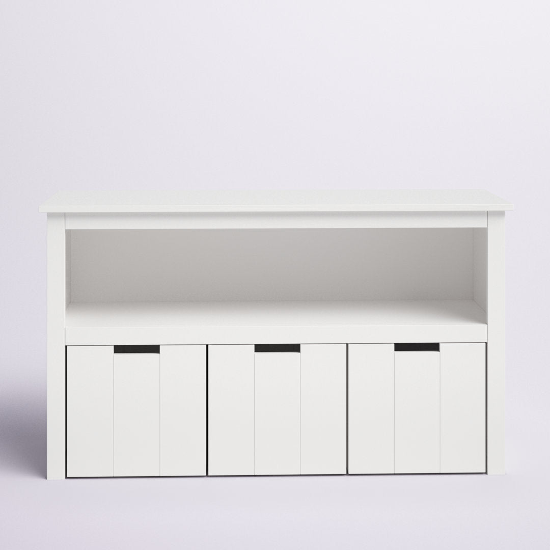 Bayze Bookcase with Removable Drawers, White Wade Logan® Wheels: Spinning Wheels
