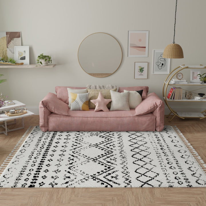 Mason Shag Tribal Whisper White Area Rug CosmoLiving by Cosmopolitan Rug Size: Rectangle 8' x 10'